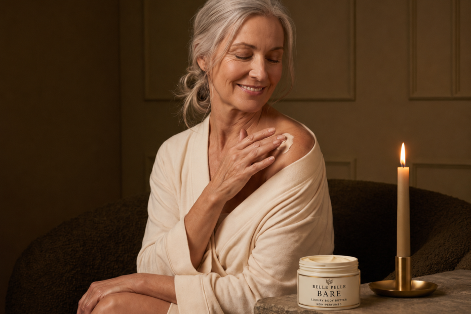 Belle Pelle The Original body butter jar with shea butter and ingredients